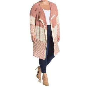STITCHDROP
Colorblock Stripe Flyaway Cardigan In Apricot Blush Combo
